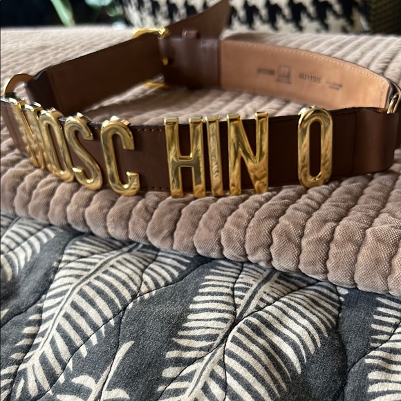 Moschino Accessories - Moschino vintage Brown Belt with Gold Lettering. Style 401135.